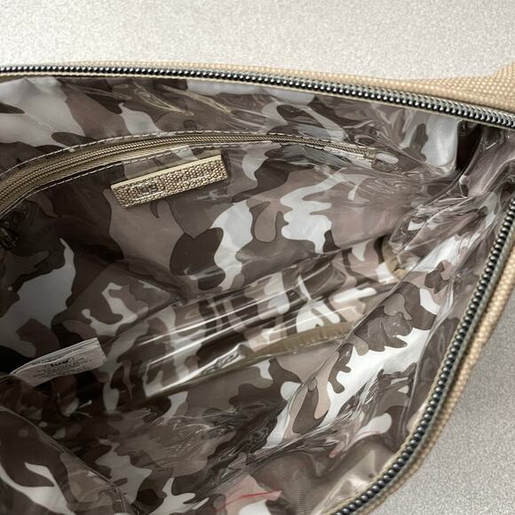 LUG Volley Matte Luxe Toiletry Bag Tan Quilted Zip Large 12x8.5" Cosmetic Makeup - Picture 8 of 10